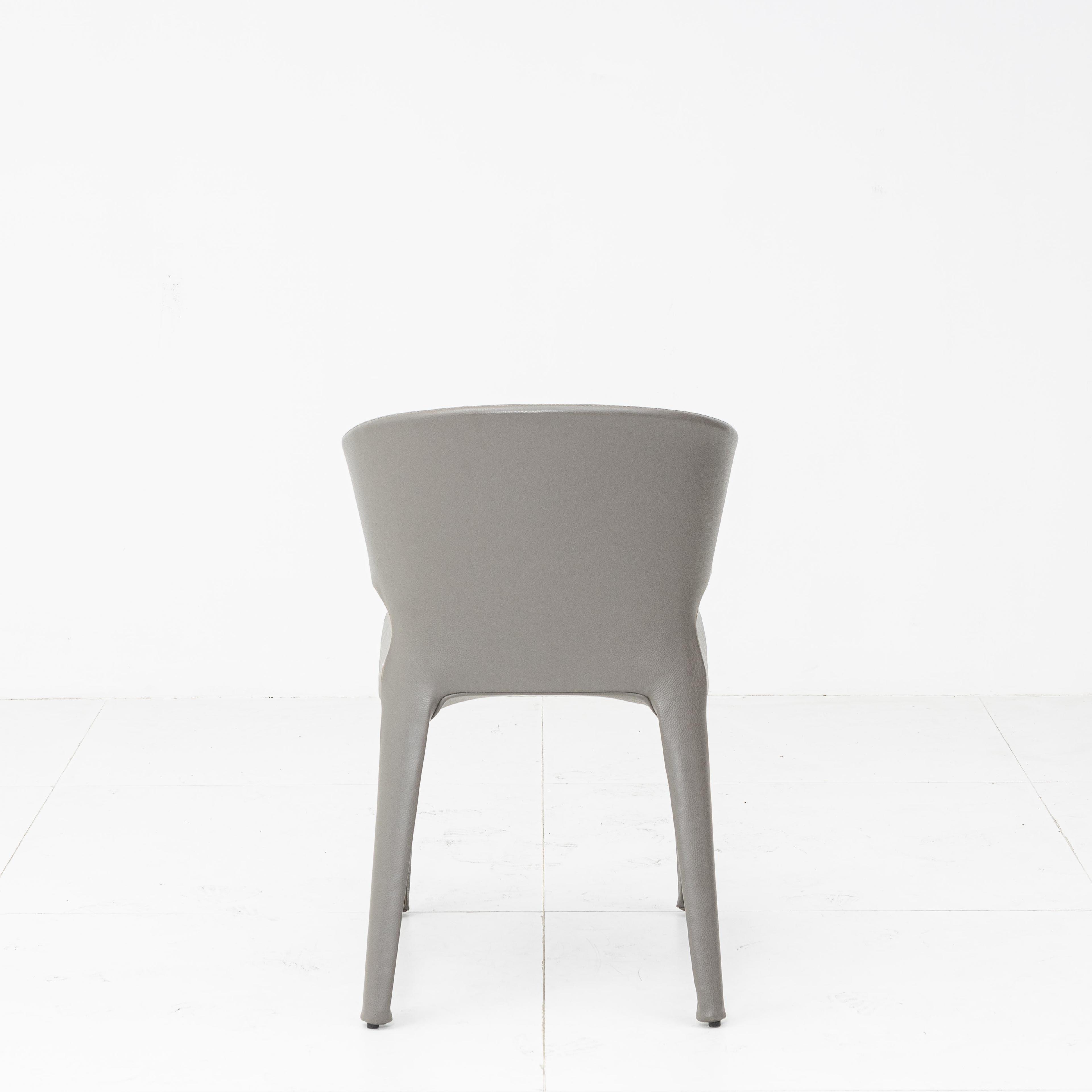 Grey Italian minimalist leather dining chair