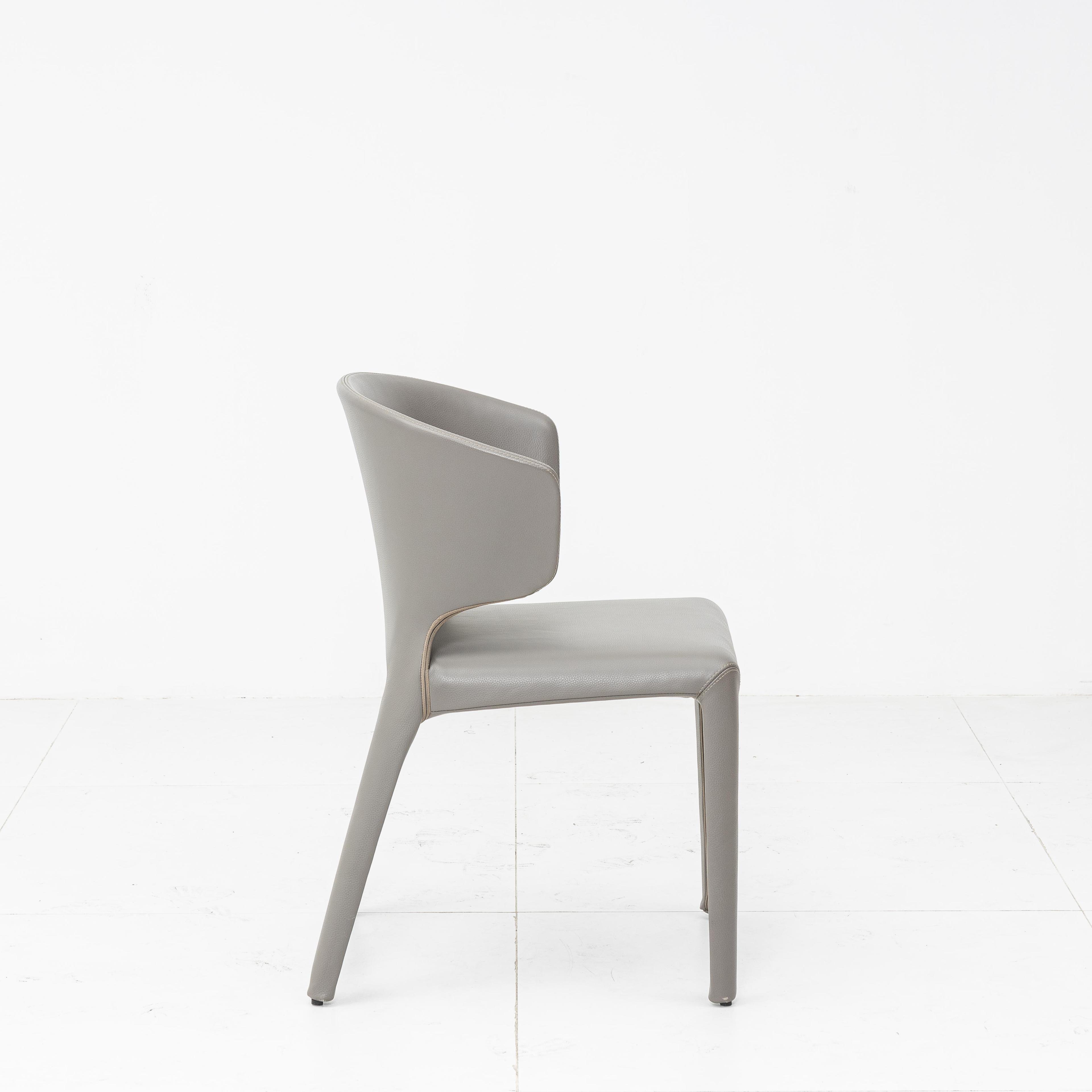 Grey Italian minimalist leather dining chair
