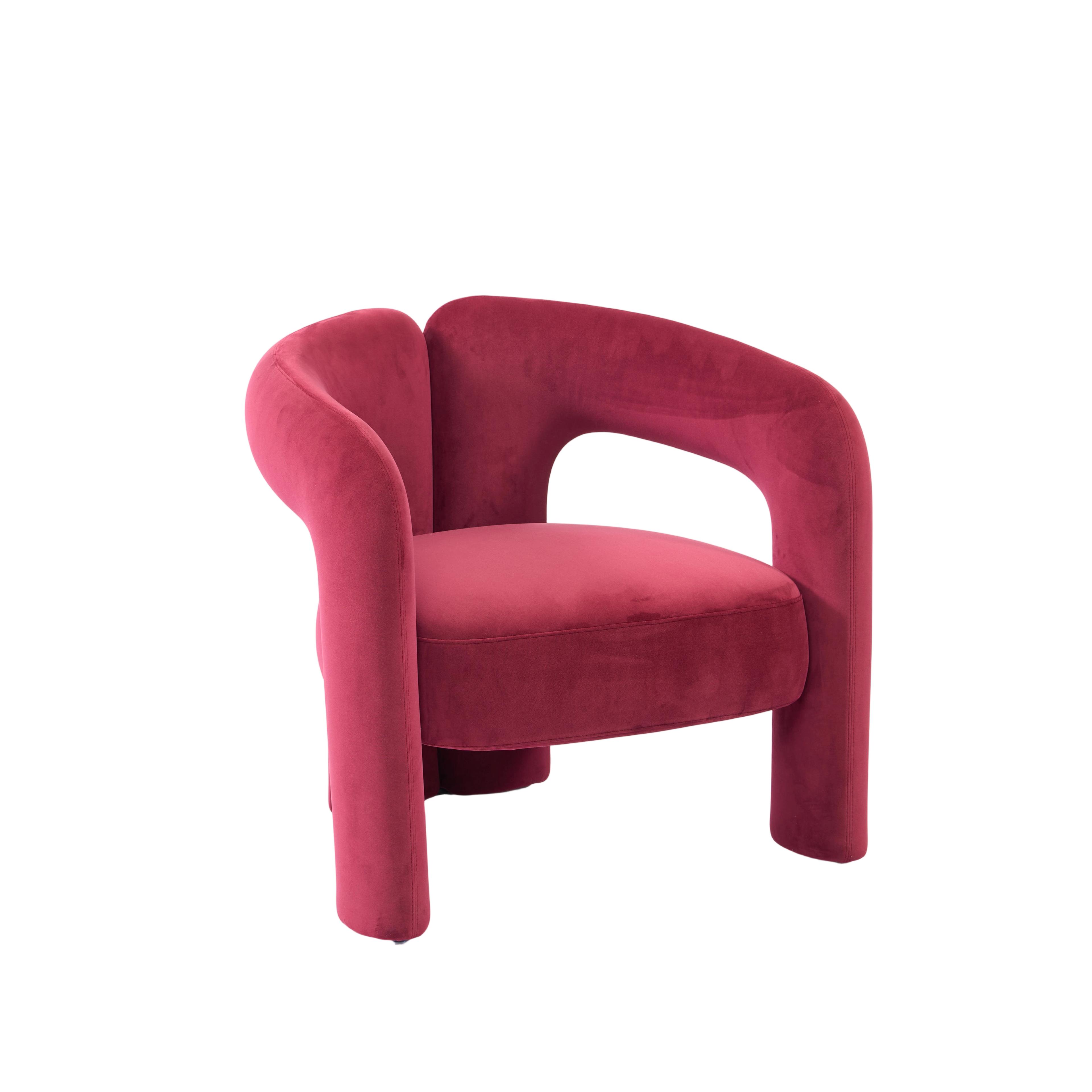 Burgundy Luxury Designer Leisure Chair: Sophistication