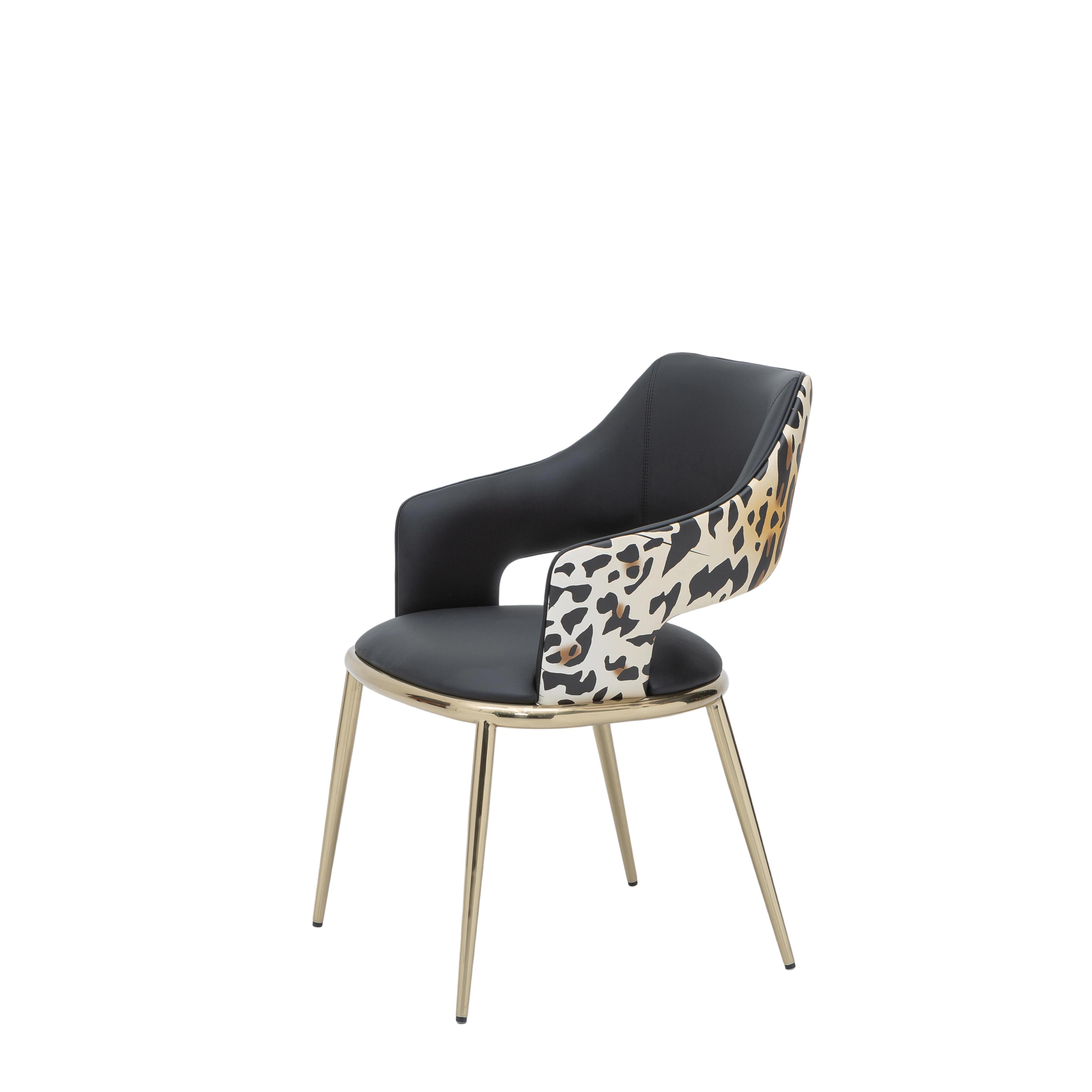 Italian Light Luxury High-End Leopard Print Dining Chair