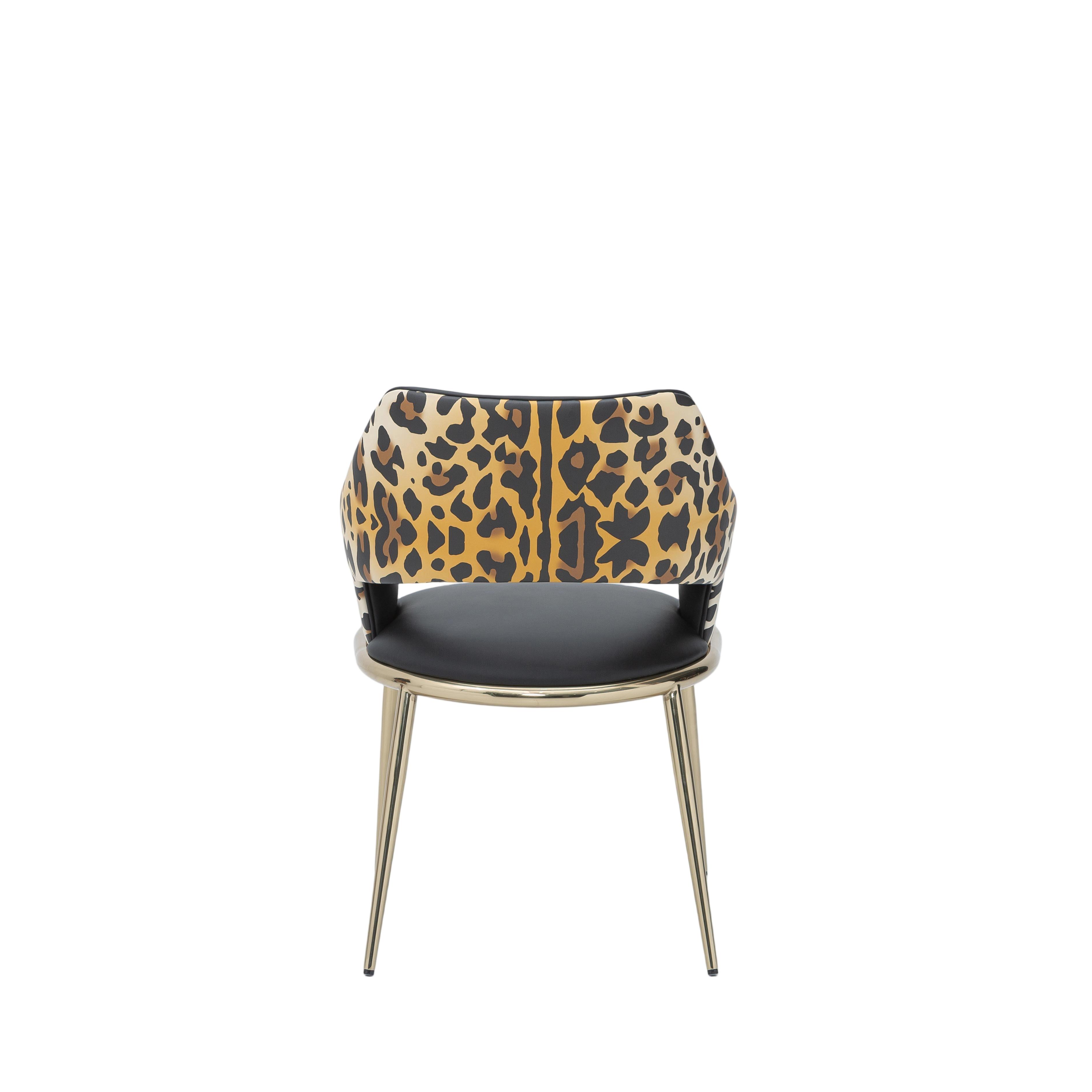 Italian Light Luxury High-End Leopard Print Dining Chair