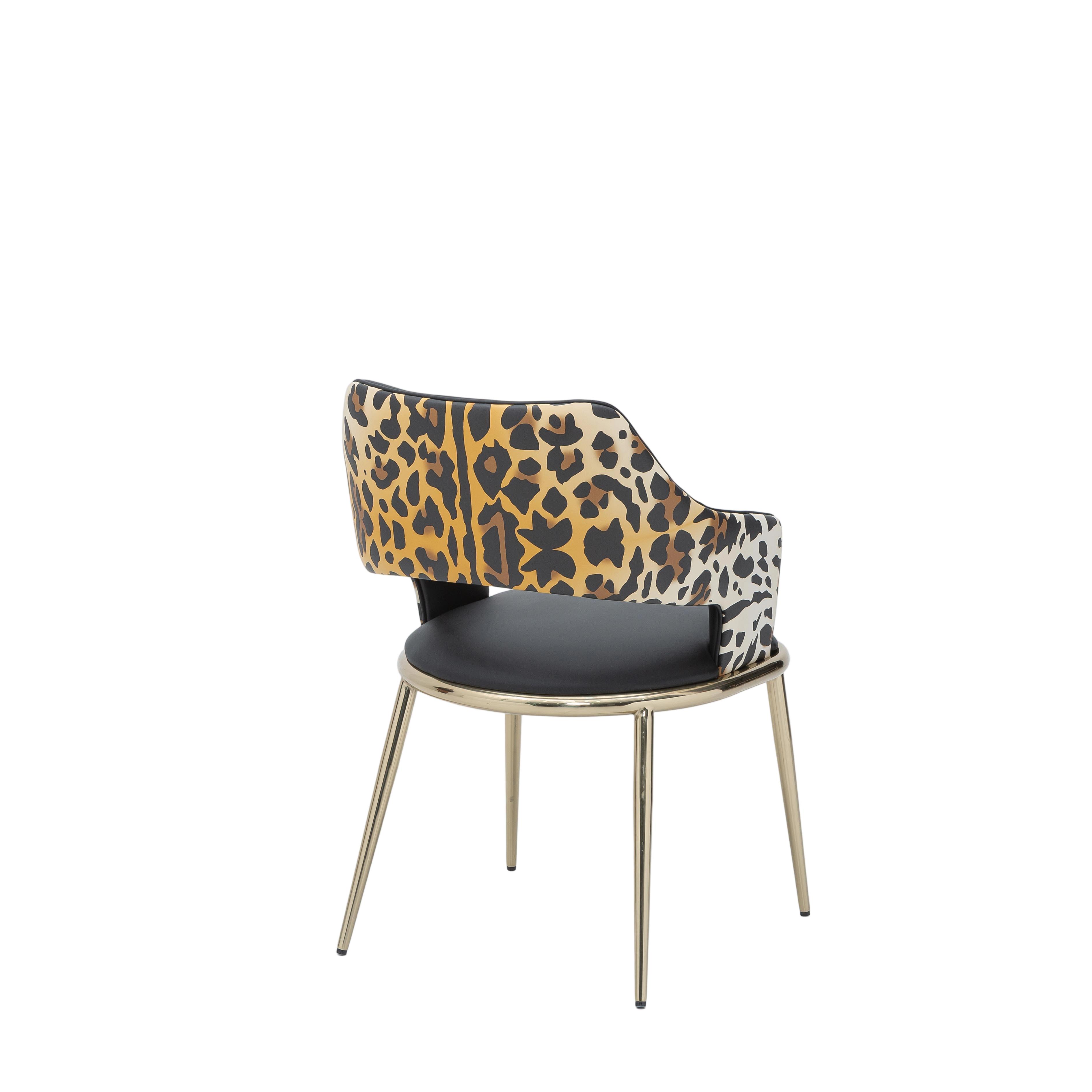 Italian Light Luxury High-End Leopard Print Dining Chair